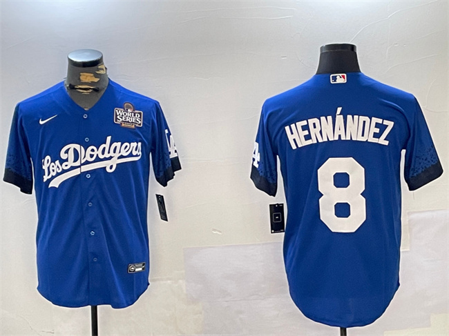 Los Angeles Dodgers #8 Enrique Hern??ndez Royal 2024 World Series City Connect Cool Base Stitched Baseball Jersey