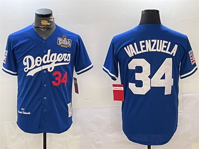 Los Angeles Dodgers #34 Toro Valenzuela Royal 2024 World Series 1981 Cooperstown Stitched Baseball Jersey
