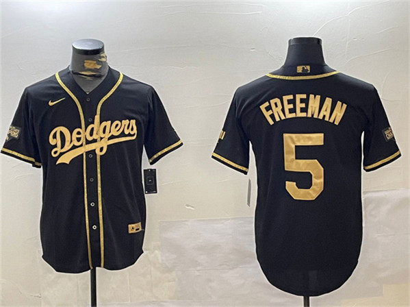 Los Angeles Dodgers #5 Freddie Freeman Black Gold 2024 World Series Champions Limited Stitched Baseball Jersey