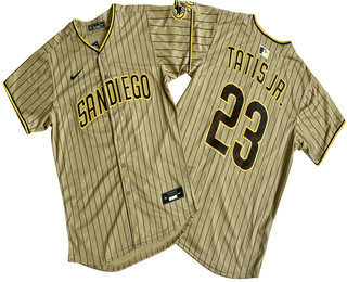 San Diego Padres #23 Fernando Tatis Jr Khaki Pinstripe Limited Stitched Jersey