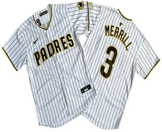 San Diego Padres #3 Jackson Merrill White Pinstripe Limited Stitched Jersey San Diego Padres #3 Jackson Merrill White Pinstripe Limited Stitched Jersey