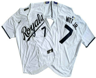 Kansas City Royals #7 Bobby Witt Jr Number White Black Name Limited Stitched Jersey