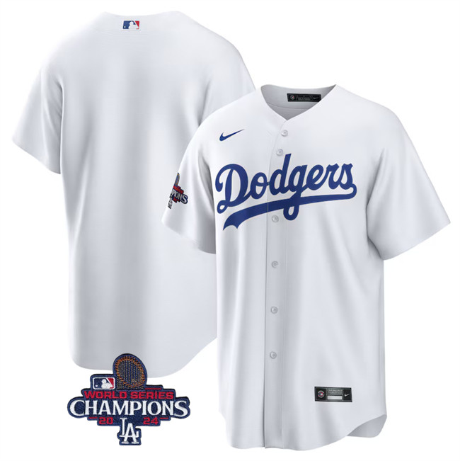 Los Angeles Dodgers Blank White 2024 World Series Champions Cool Base Stitched Baseball Jersey