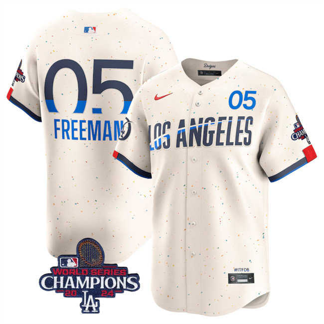 Los Angeles Dodgers #5 Freddie Freeman Cream 2024 World Series Champions City Connect Limited Stitched Baseball Jersey