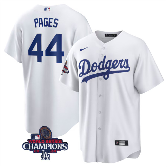 Los Angeles Dodgers #44 Andy Pages White 2024 World Series Cool Base Stitched Baseball Jersey