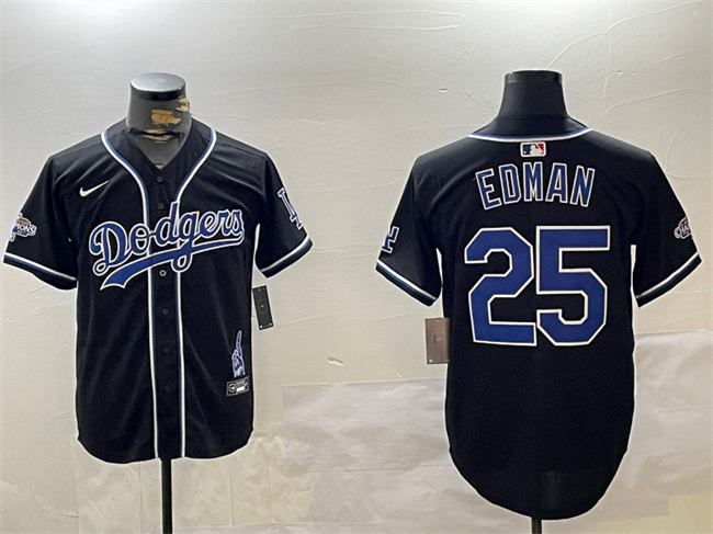 Los Angeles Dodgers #25 Tommy Edman Black 2024 World Series Champions Limited Stitched Baseball Jersey Los Angeles Dodgers #25 Tommy Edman Black 2024 World Series Champions Limited Stitched Baseball Jersey