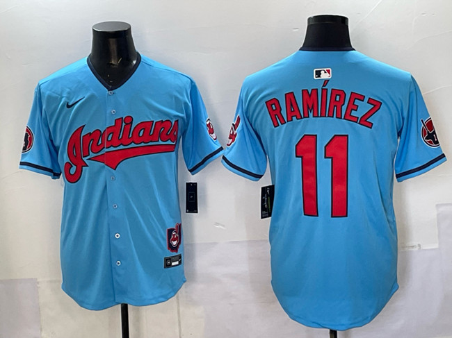 Cleveland Guardians #11 Jose Ramirez Blue Vapor Premier Limited Stitched Baseball Jersey