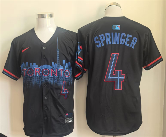 Toronto Blue Jays #4 George Springer Navy 2024 City Connect Limited Stitched Baseball Jersey Toronto Blue Jays #4 George Springer Navy 2024 City Connect Limited Stitched Baseball Jersey