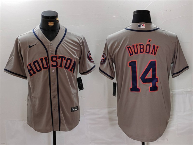Houston Astros #14 Mauricio Dubon Grey Cool Base Stitched Baseball Jersey Houston Astros #14 Mauricio Dubon Grey Cool Base Stitched Baseball Jersey
