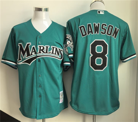 Miami Marlins #8 Andre Dawson Teal Throwback Stitched Baseball Jersey