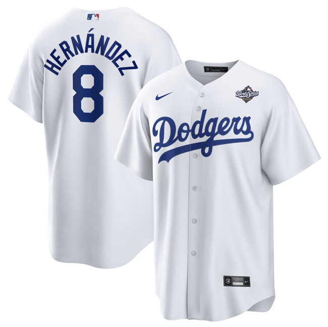 Los Angeles Dodgers #8 Enrique Hern??ndez White 2025 World Series Home Cool Base Stitched Baseball Jersey