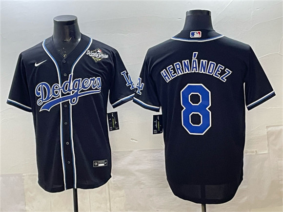 Los Angeles Dodgers #8 Enrique Hern??ndez Black Fashion 2025 World Series Cool Base Stitched Baseball Jersey
