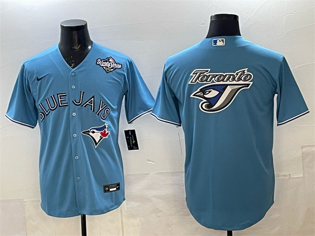 Toronto Blue Jays Team Big Logo Blue 2025 World Series Home Cool Base Stitched Baseball Jersey