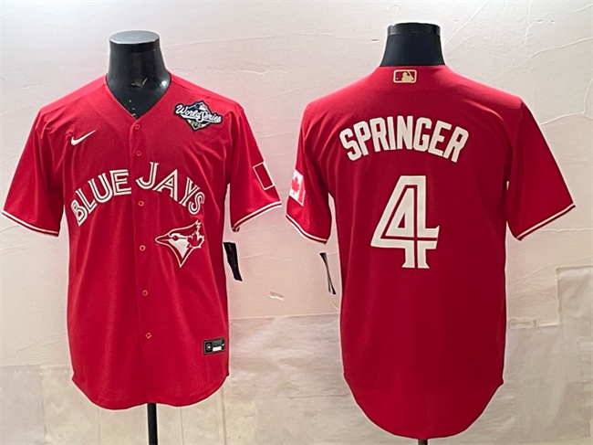 Toronto Blue Jays #4 George Springer Red 2025 World Series Cool Base Stitched Baseball Jersey