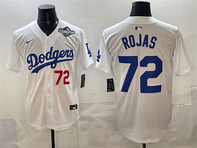 Los Angeles Dodgers #72 Miguel Rojas White 2025 World Series Patch Limited Stitched Baseball Jersey