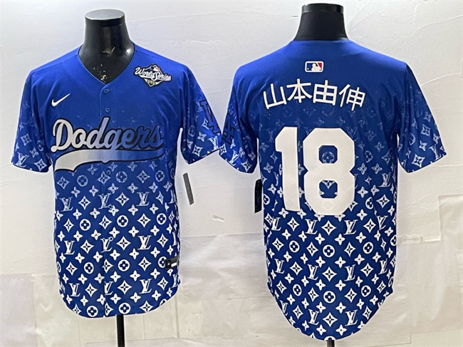 Los Angeles Dodgers #18 ??????? Blue 2025 World Series Patch Limited Stitched Baseball Jersey