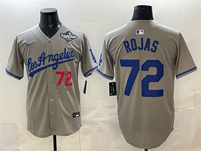 Los Angeles Dodgers #72 Miguel Rojas Grey 2025 World Series Patch Limited Stitched Baseball Jersey