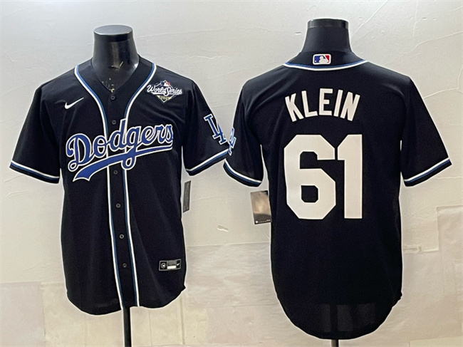 Los Angeles Dodgers #61 Will Klein Black Fashion 2025 World Series Cool Base Stitched Baseball Jersey