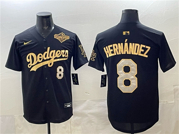 Los Angeles Dodgers #8 Enrique Hern??ndez Black Gold 2025 World Series Limited Stitched Baseball Jersey