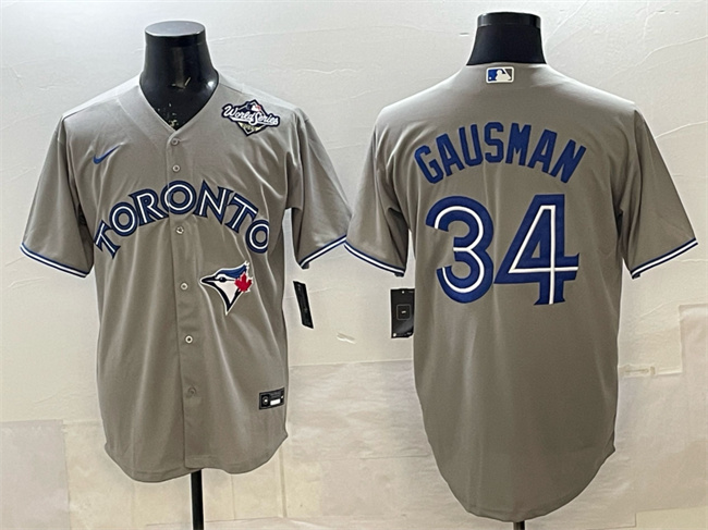Toronto Blue Jays #34 Kevin Gausman Gray 2025 World Series Cool Base Stitched Baseball Jersey