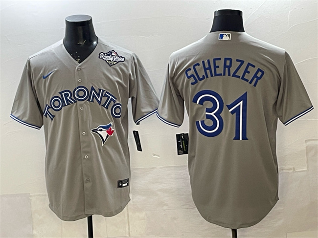 Toronto Blue Jays #31 Max Scherzer Gray 2025 World Series Cool Base Stitched Baseball Jersey