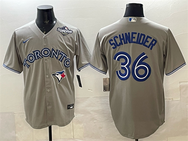 Toronto Blue Jays #36 Davis Schneider Gray 2025 World Series Cool Base Stitched Baseball Jersey