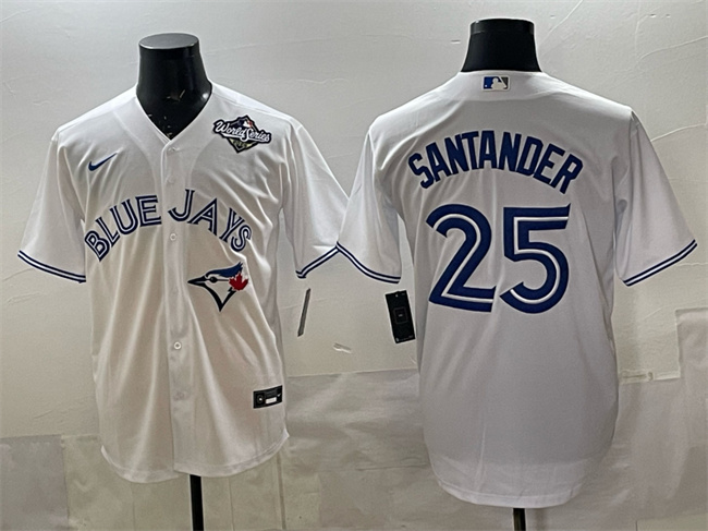 Toronto Blue Jays #25 Anthony Santander White 2025 World Series Home Cool Base Stitched Baseball Jersey