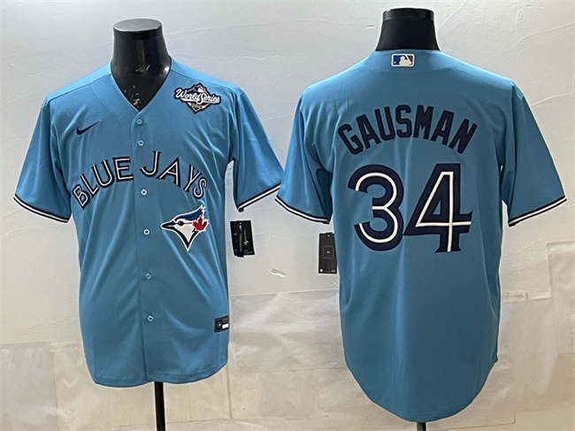 Toronto Blue Jays #34 Kevin Gausman Blue 2025 World Series Cool Base Stitched Baseball Jersey