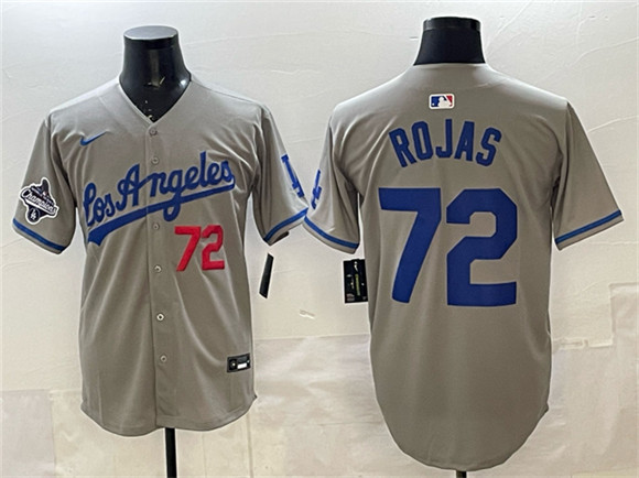 Los Angeles Dodgers #72 Miguel Rojas Gray 2025 World Series Champions Patch Limited Stitched Baseball Jersey