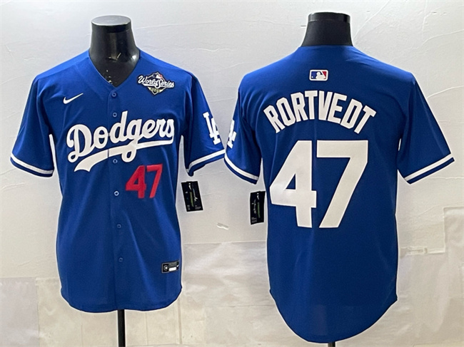 Los Angeles Dodgers #47 Ben Rortvedt Royal 2025 World Series Patch Limited Stitched Baseball Jersey