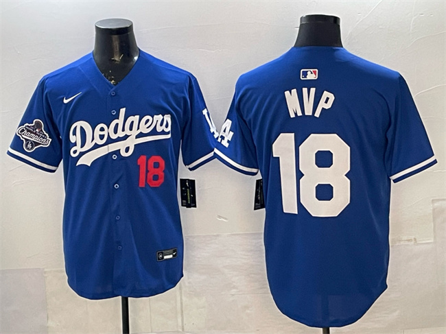 Los Angeles Dodgers #18 MVP Royal 2025 World Series Champions Patch Limited Stitched Baseball Jersey