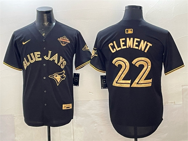 Toronto Blue Jays #22 Ernie Clement Black Gold 2025 American League Champions Limited Stitched Baseball Jersey
