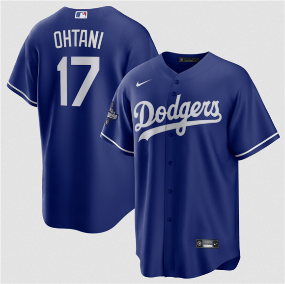 Los Angeles Dodgers #17 Shohei Ohtani Blue 2025 World Series Champions Stitched Baseball Jersey