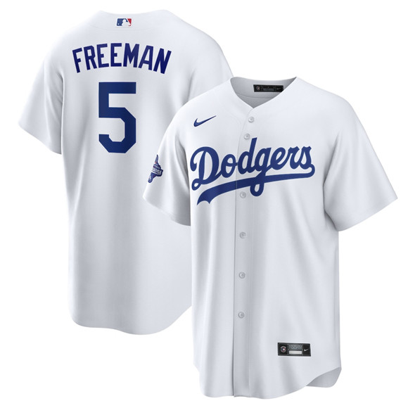 Los Angeles Dodgers #5 Freddie Freeman White 2025 World Series Champions Stitched Baseball Jersey