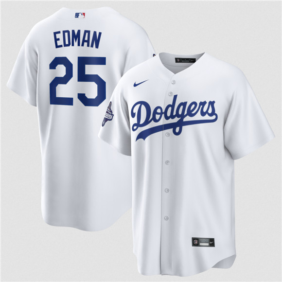 Los Angeles Dodgers #25 Tommy Edman White 2025 World Series Champions Stitched Baseball Jersey