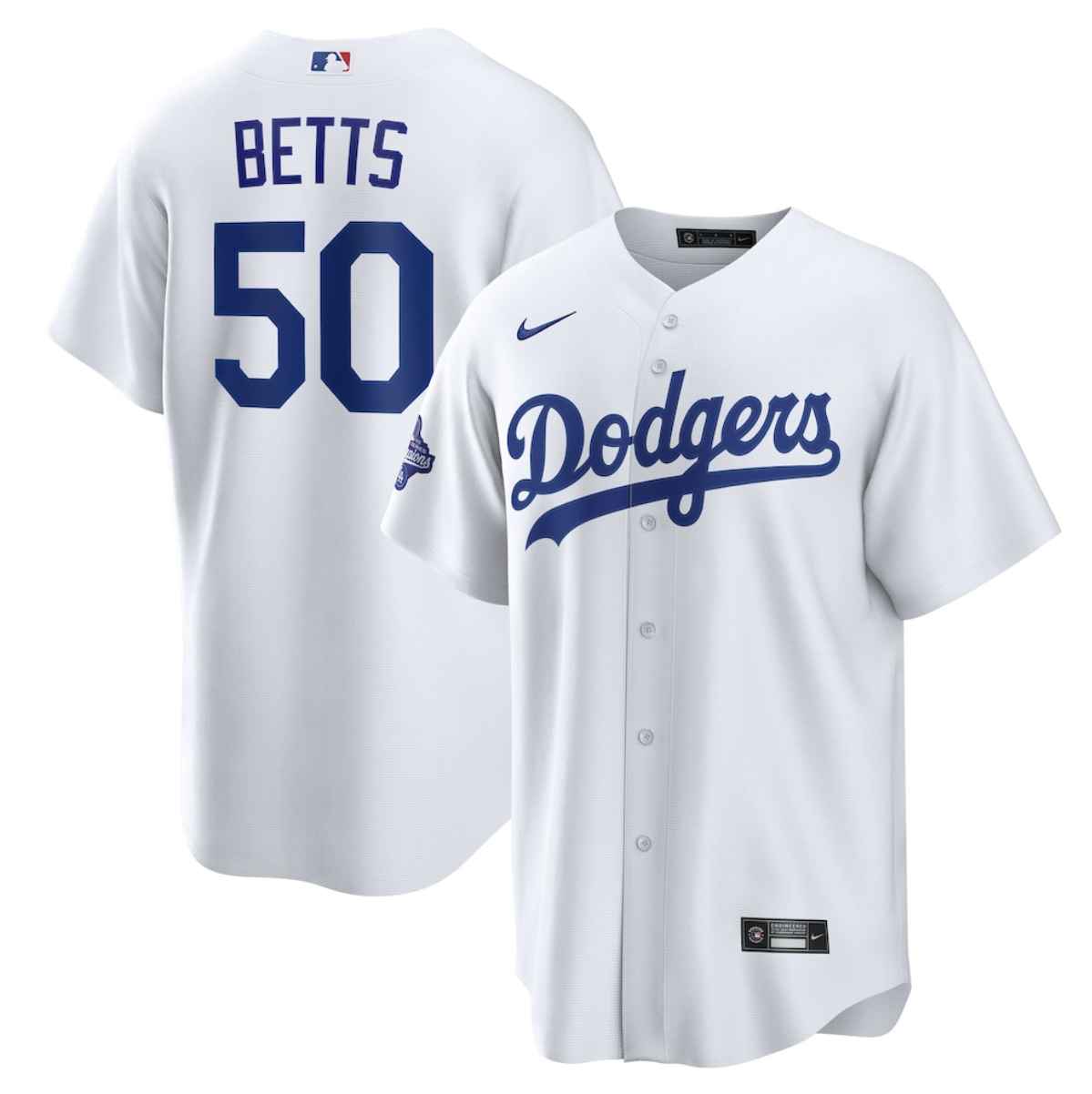 Los Angeles Dodgers #50 Mookie Betts White 2025 World Series Champions Home Cool Base Stitched Baseball Jersey