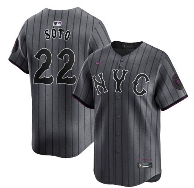 New York Mets #22 Juan Soto Graphite 2024 City Connect Limited Stitched Baseball Jersey