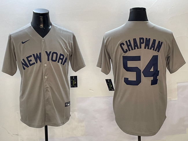 New York Yankees #54 Aroldis Chapman Grey Cool Base Stitched Baseball Jersey