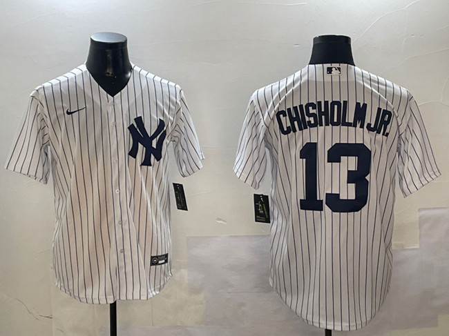 New York Yankees #13 Jazz Chisholm Jr. White Cool Base Stitched Baseball Jersey New York Yankees #13 Jazz Chisholm Jr. White Cool Base Stitched Baseball Jersey