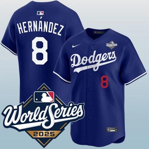 Los Angeles Dodgers #8 Enrique Hern??ndez Blue 2025 World Series Vapor Limited Stitched Jersey