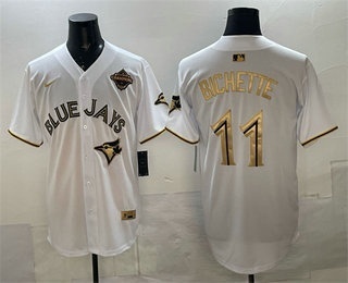 Toronto Blue Jays #11 Bo Bichette White Gold 2025 American League Champions Limited Stitched Jersey