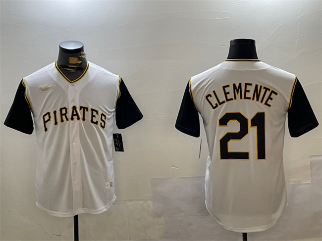 Pittsburgh Pirates #21 Roberto Clemente White Cool Base Stitched Jersey