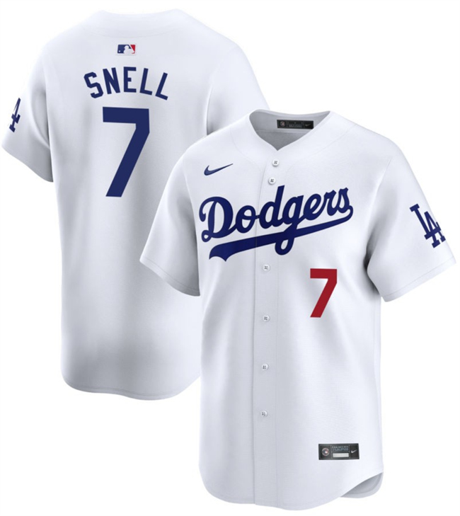 Los Angeles Dodgers #7 Blake Snell White 2024 Home Limited Stitched Baseball Jersey