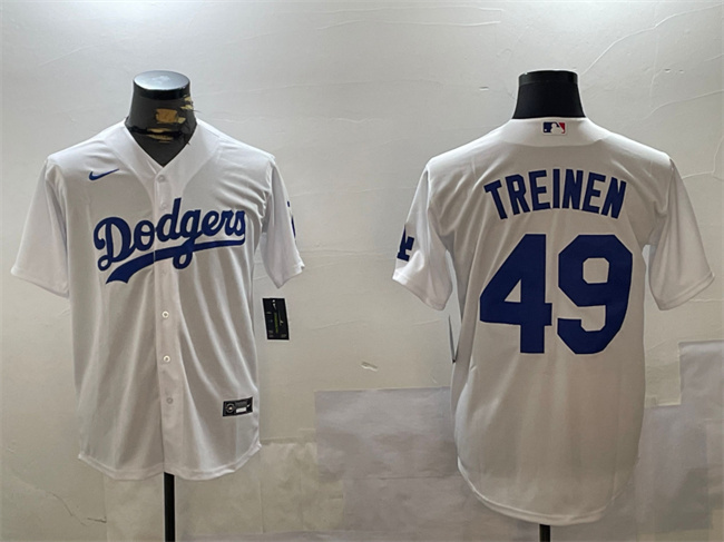Los Angeles Dodgers #49 Blake Treinen White Cool Base Stitched Baseball Jersey