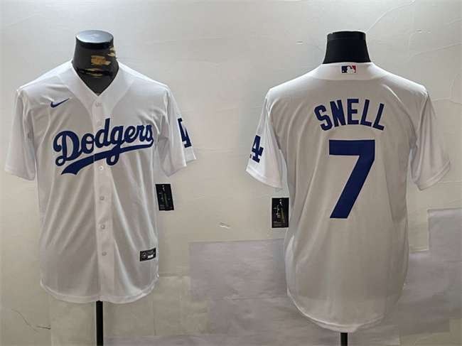 Los Angeles Dodgers #7 Blake Snell White Cool Base Stitched Baseball Jersey