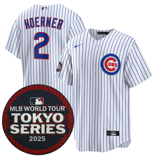 Chicago Cubs #2 Nico Hoerner White 2025 World Tour Tokyo Series Home Stitched Baseball Jersey Chicago Cubs #2 Nico Hoerner White 2025 World Tour Tokyo Series Home Stitched Baseball Jersey