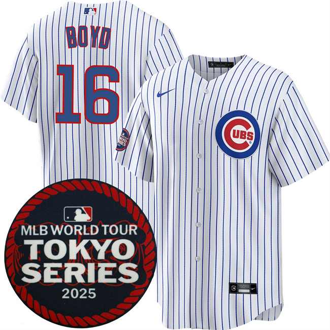Chicago Cubs #16 Matthew Boyd White 2025 World Tour Tokyo Series Home Stitched Baseball Jersey