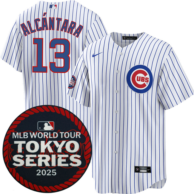 Chicago Cubs #13 Kevin Alc??ntara White 2025 World Tour Tokyo Series Home Stitched Baseball Jersey