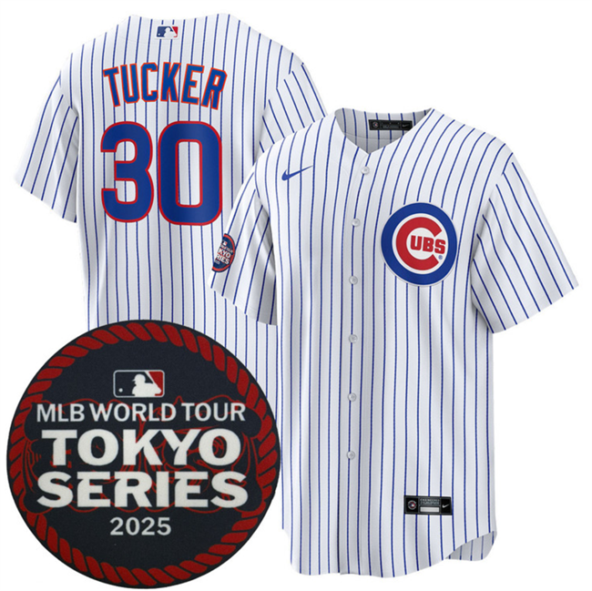 Chicago Cubs #30 Kyle Tucker White 2025 World Tour Tokyo Series Home Stitched Baseball Jersey