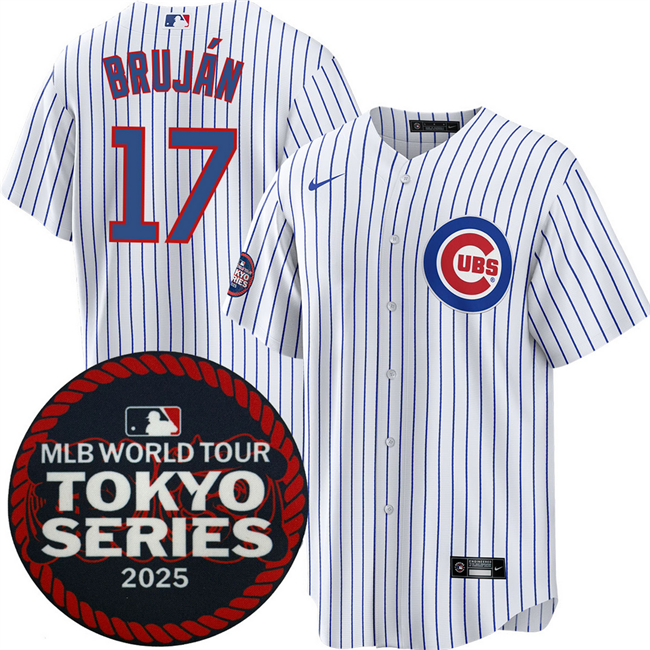 Chicago Cubs #17 Vidal Bruj??n White 2025 World Tour Tokyo Series Home Stitched Baseball Jersey